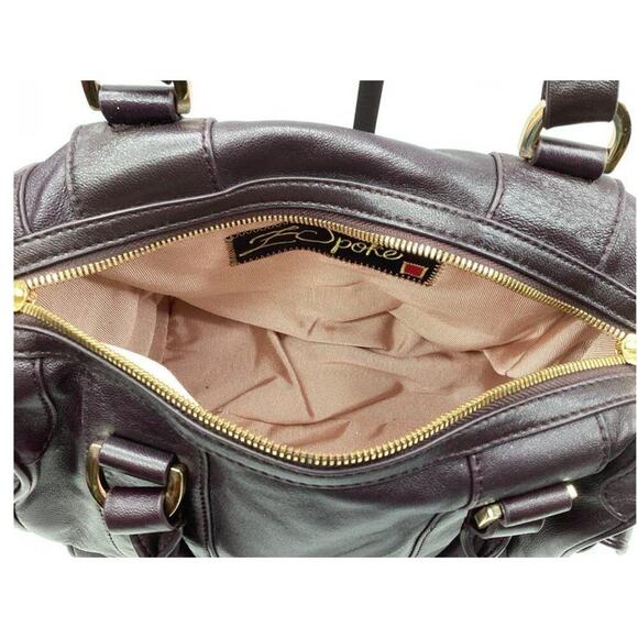 Vintage Zac Posen Burgundy Leather Satchel Oxblood Aubergine Purse - Picture 4 of 6